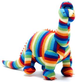 Knitted Diplodocus Dinosaur Toy Stripes